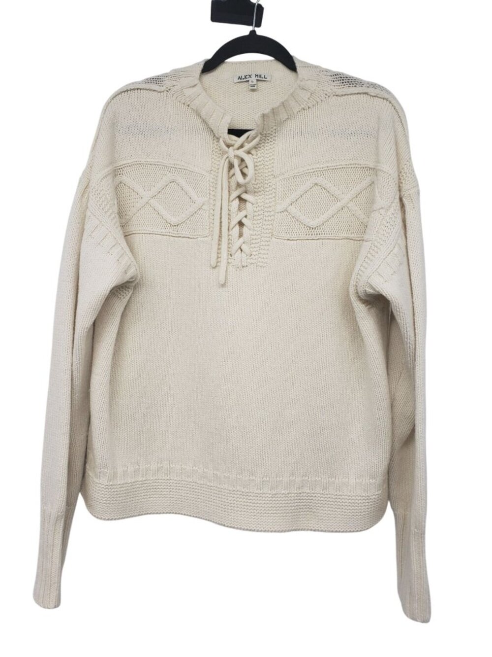 Alex Mill Jules Laceup Merino Wool Blend Sweater Coastal Preppy Fall Knit - Picture 2 of 14
